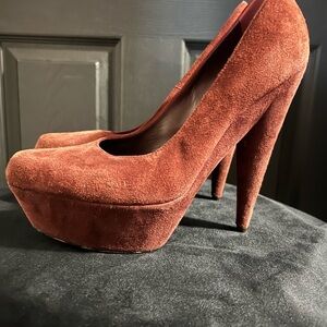 Saint Laurent Maroon Suede Tribtoo Platform